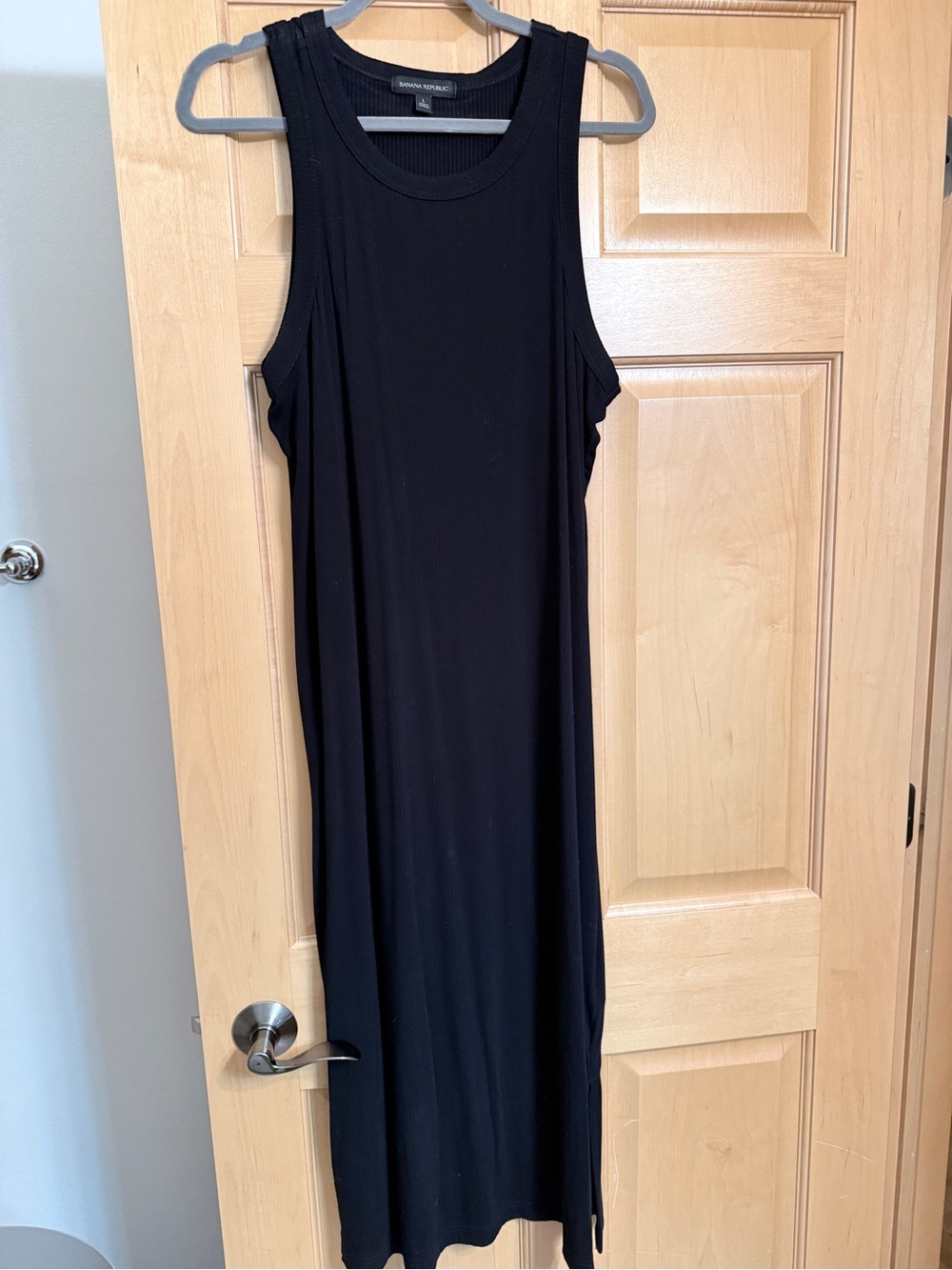 Banana Republic Black Ribbed Tank Midi Dress with Side Slits